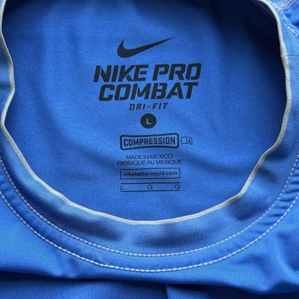 Nike Pro Combat‎ Dri Fit Fitted Compression Long Sleeve Shirt Mens Large Gym Run